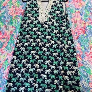 Crown & Ivy Navy Elephant Print Top